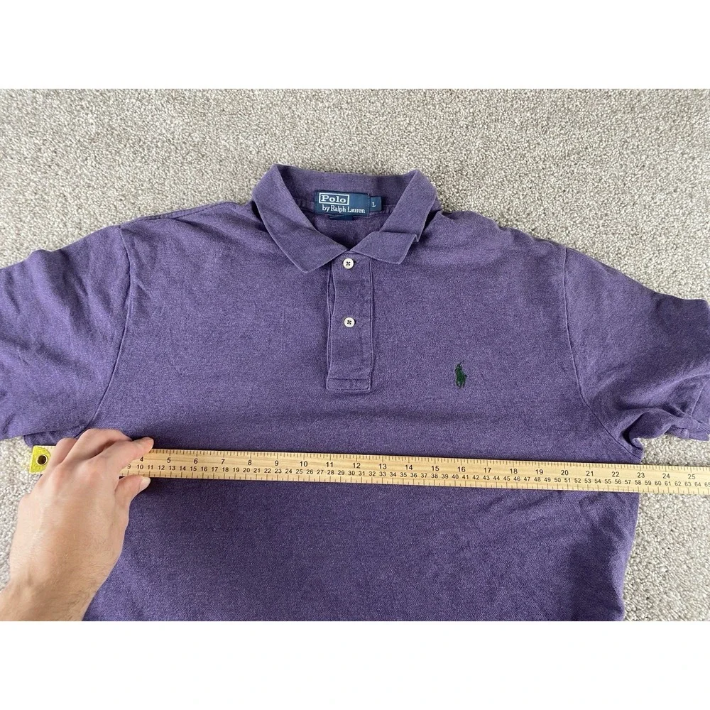Polo Ralph Lauren Soft Touch Cotton Purple Polo Shirt Mens L Green Pony Preppy